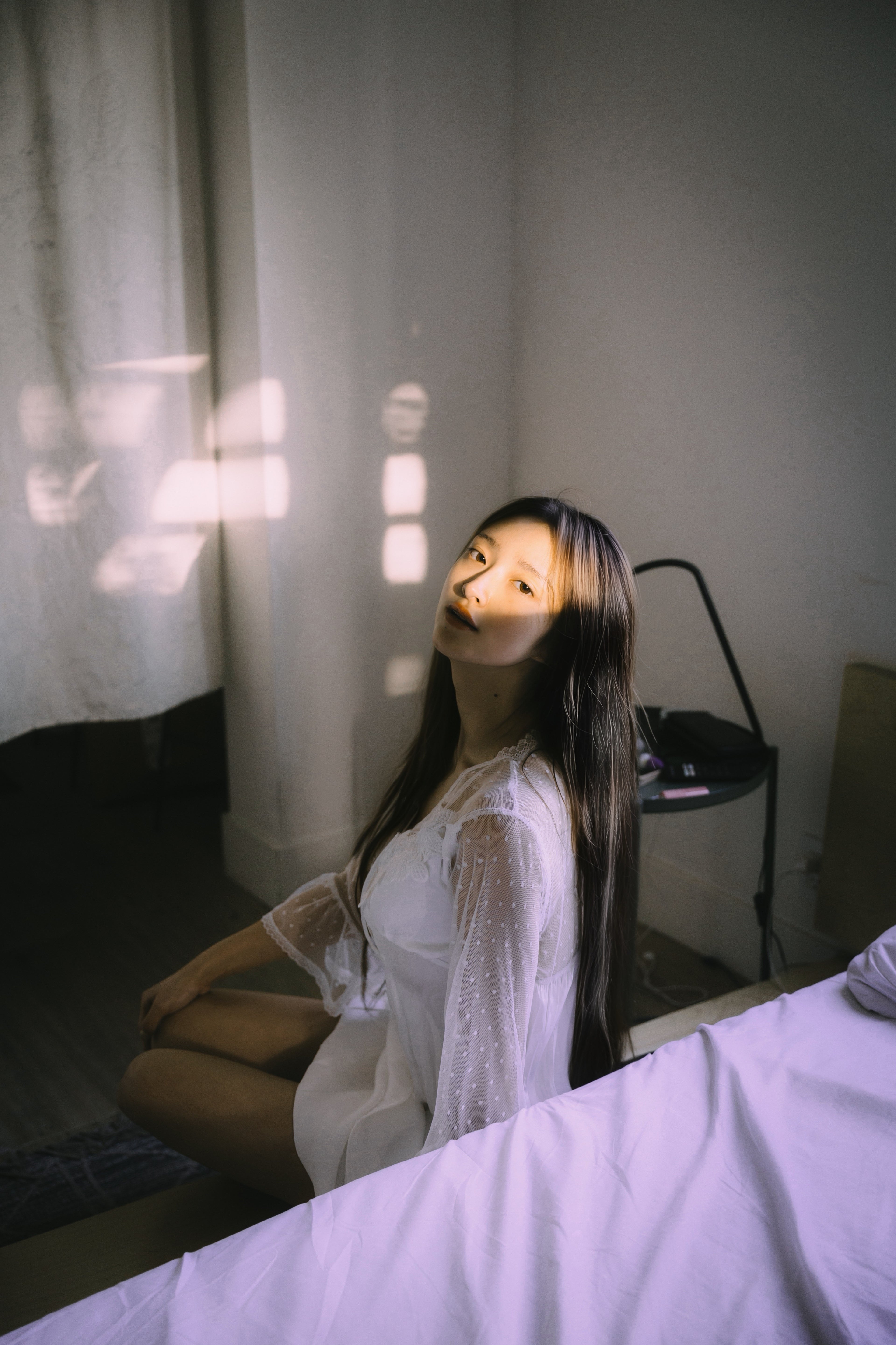 white satin nightgown