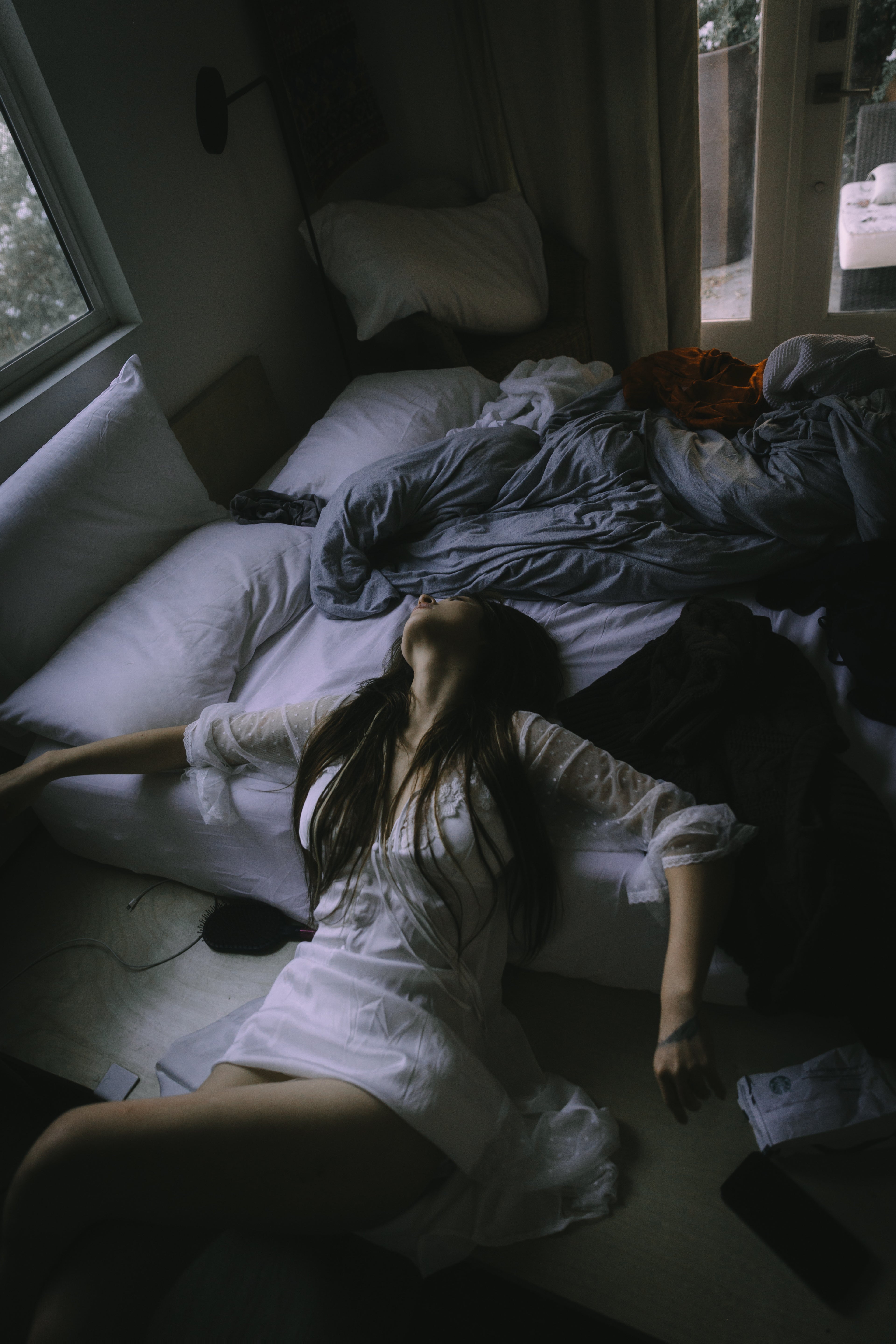 white satin nightgown